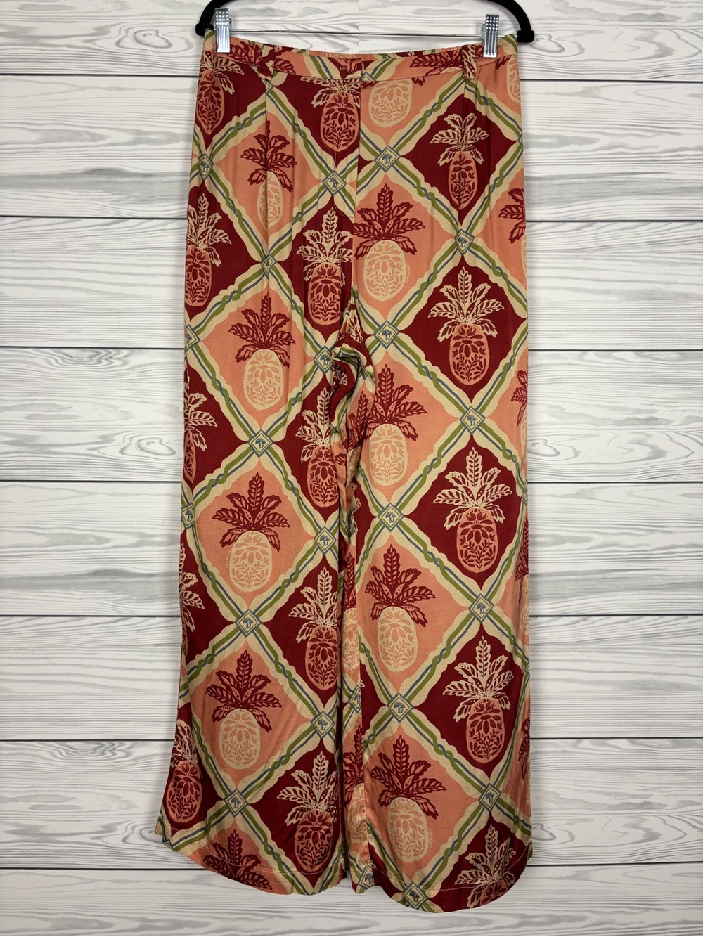 FARM Rio for Anthropologie pineapple satin wide leg palazzo pants size large - Picture 5 of 16